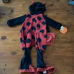 NWT ladybug costume 12 months baby grand girls fleece one piece footies